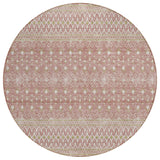 8' Blush Gold And Ivory Round Tribal Washable Indoor Outdoor Area Rug