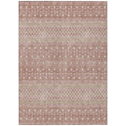 8' X 10' Blush Gold And Ivory Tribal Washable Indoor Outdoor Area Rug