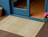 3' X 5' Copper Ivory And Olive Green Tribal Washable Indoor Outdoor Area Rug