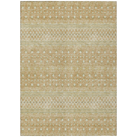 8' X 10' Copper Ivory And Olive Green Tribal Washable Indoor Outdoor Area Rug
