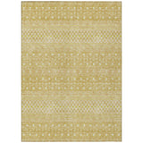5' X 8' Gold Ivory And Taupe Tribal Washable Indoor Outdoor Area Rug