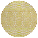 8' Gold Ivory And Taupe Round Tribal Washable Indoor Outdoor Area Rug