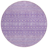 8' Lavender And Purple Round Tribal Washable Indoor Outdoor Area Rug