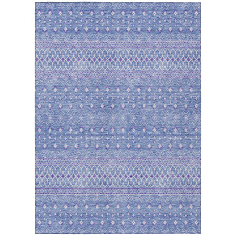 3' X 5' Sky Blue Purple And Ivory Tribal Washable Indoor Outdoor Area Rug