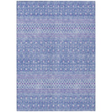 5' X 8' Sky Blue Purple And Ivory Tribal Washable Indoor Outdoor Area Rug