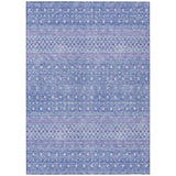 8' X 10' Sky Blue Purple And Ivory Tribal Washable Indoor Outdoor Area Rug