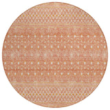8' Salmon Gold And Ivory Round Tribal Washable Indoor Outdoor Area Rug