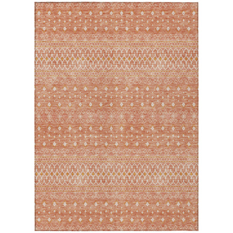 8' X 10' Salmon Gold And Ivory Tribal Washable Indoor Outdoor Area Rug