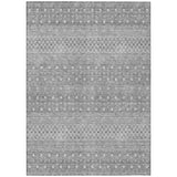 3' X 5' Silver Gray And Ivory Tribal Washable Indoor Outdoor Area Rug