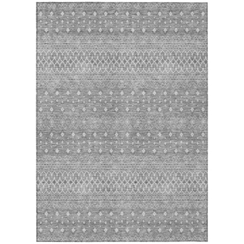 3' X 5' Silver Gray And Ivory Tribal Washable Indoor Outdoor Area Rug
