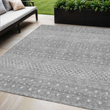 5' X 8' Silver Gray And Ivory Tribal Washable Indoor Outdoor Area Rug