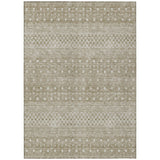 5' X 8' Taupe Green And Ivory Tribal Washable Indoor Outdoor Area Rug