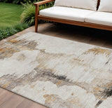 8' X 10' Beige Ivory And Taupe Abstract Washable Indoor Outdoor Area Rug