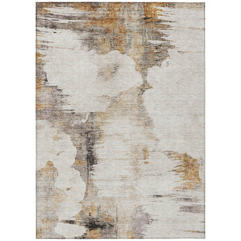 8' X 10' Beige Ivory And Taupe Abstract Washable Indoor Outdoor Area Rug