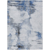 5' X 8' Navy Blue And Ivory Abstract Washable Indoor Outdoor Area Rug