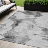 5' X 8' Gray Silver And Charcoal Abstract Washable Indoor Outdoor Area Rug