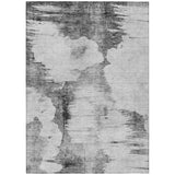 8' X 10' Gray Silver And Charcoal Abstract Washable Indoor Outdoor Area Rug