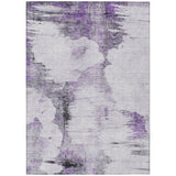 3' X 5' Purple Lavender And Gray Abstract Washable Indoor Outdoor Area Rug
