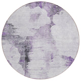 8' Purple Lavender And Gray Round Abstract Washable Indoor Outdoor Area Rug