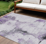 8' X 10' Purple Lavender And Gray Abstract Washable Indoor Outdoor Area Rug