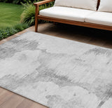 8' X 10' Silver Gray And Pewter Abstract Washable Indoor Outdoor Area Rug