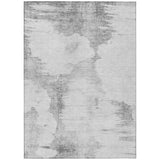 8' X 10' Silver Gray And Pewter Abstract Washable Indoor Outdoor Area Rug