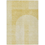 8' X 10' Gold Ivory And Yellow Geometric Washable Indoor Outdoor Area Rug