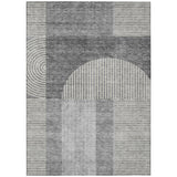 8' X 10' Gray Silver And Charcoal Geometric Washable Indoor Outdoor Area Rug