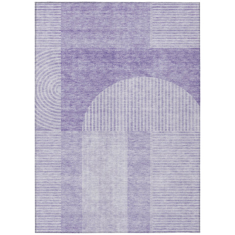 5' X 8' Lavender And Purple Geometric Washable Indoor Outdoor Area Rug