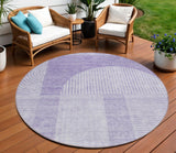 8' Lavender And Purple Round Geometric Washable Indoor Outdoor Area Rug
