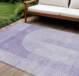 8' X 10' Lavender And Purple Geometric Washable Indoor Outdoor Area Rug