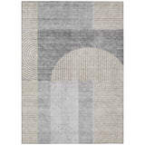 8' X 10' Silver Gray And Beige Geometric Washable Indoor Outdoor Area Rug