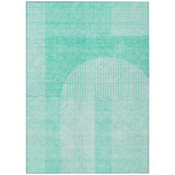 8' X 10' Teal Blue And Aqua Geometric Washable Indoor Outdoor Area Rug