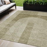 5' X 8' Taupe Beige And Tan Geometric Washable Indoor Outdoor Area Rug