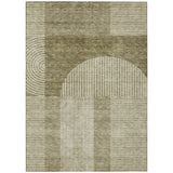 5' X 8' Taupe Beige And Tan Geometric Washable Indoor Outdoor Area Rug