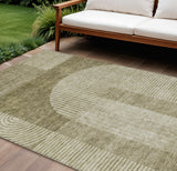 8' X 10' Taupe Beige And Tan Geometric Washable Indoor Outdoor Area Rug