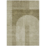 8' X 10' Taupe Beige And Tan Geometric Washable Indoor Outdoor Area Rug