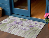 3' X 5' Purple And Lavender Floral Washable Indoor Outdoor Area Rug