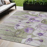 5' X 8' Purple And Lavender Floral Washable Indoor Outdoor Area Rug