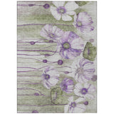5' X 8' Purple And Lavender Floral Washable Indoor Outdoor Area Rug