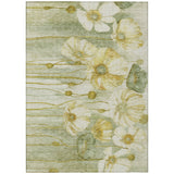 3' X 5' Sage Fern Green And Ivory Floral Washable Indoor Outdoor Area Rug