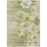 5' X 8' Sage Fern Green And Ivory Floral Washable Indoor Outdoor Area Rug