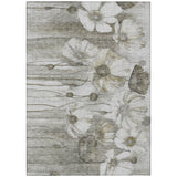 8' X 10' Taupe Ivory And Tan Floral Washable Indoor Outdoor Area Rug