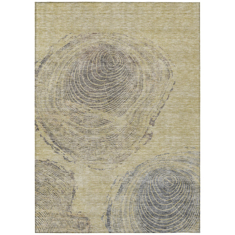 5' X 8' Beige Taupe And Gray Abstract Washable Indoor Outdoor Area Rug