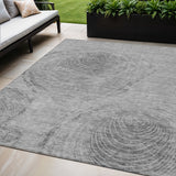 5' X 8' Gray Silver And Charcoal Abstract Washable Indoor Outdoor Area Rug
