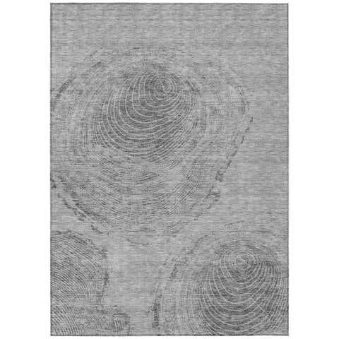 5' X 8' Gray Silver And Charcoal Abstract Washable Indoor Outdoor Area Rug