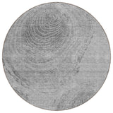 8' Gray Silver And Charcoal Round Abstract Washable Indoor Outdoor Area Rug