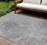 8' X 10' Gray Silver And Charcoal Abstract Washable Indoor Outdoor Area Rug