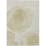 3' X 5' Khaki Beige And Taupe Abstract Washable Indoor Outdoor Area Rug