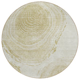 8' Khaki Beige And Taupe Round Abstract Washable Indoor Outdoor Area Rug